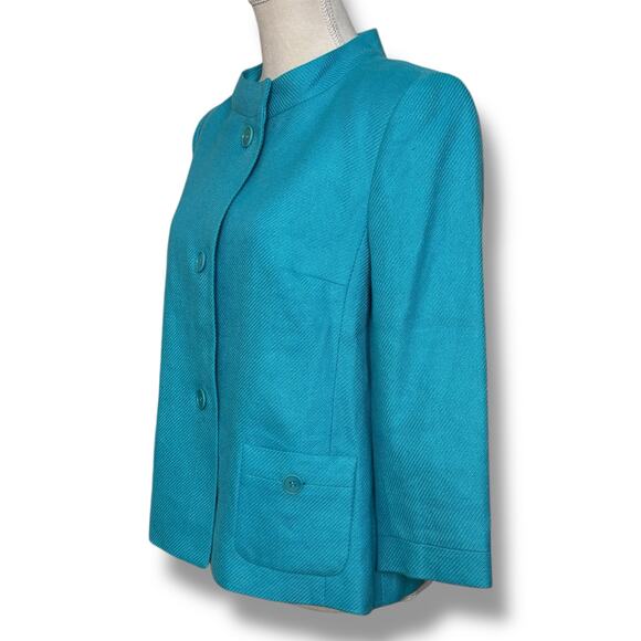 NWT Talbots Petite Linen Turquoise Jacket Size 10P - Picture 2 of 6